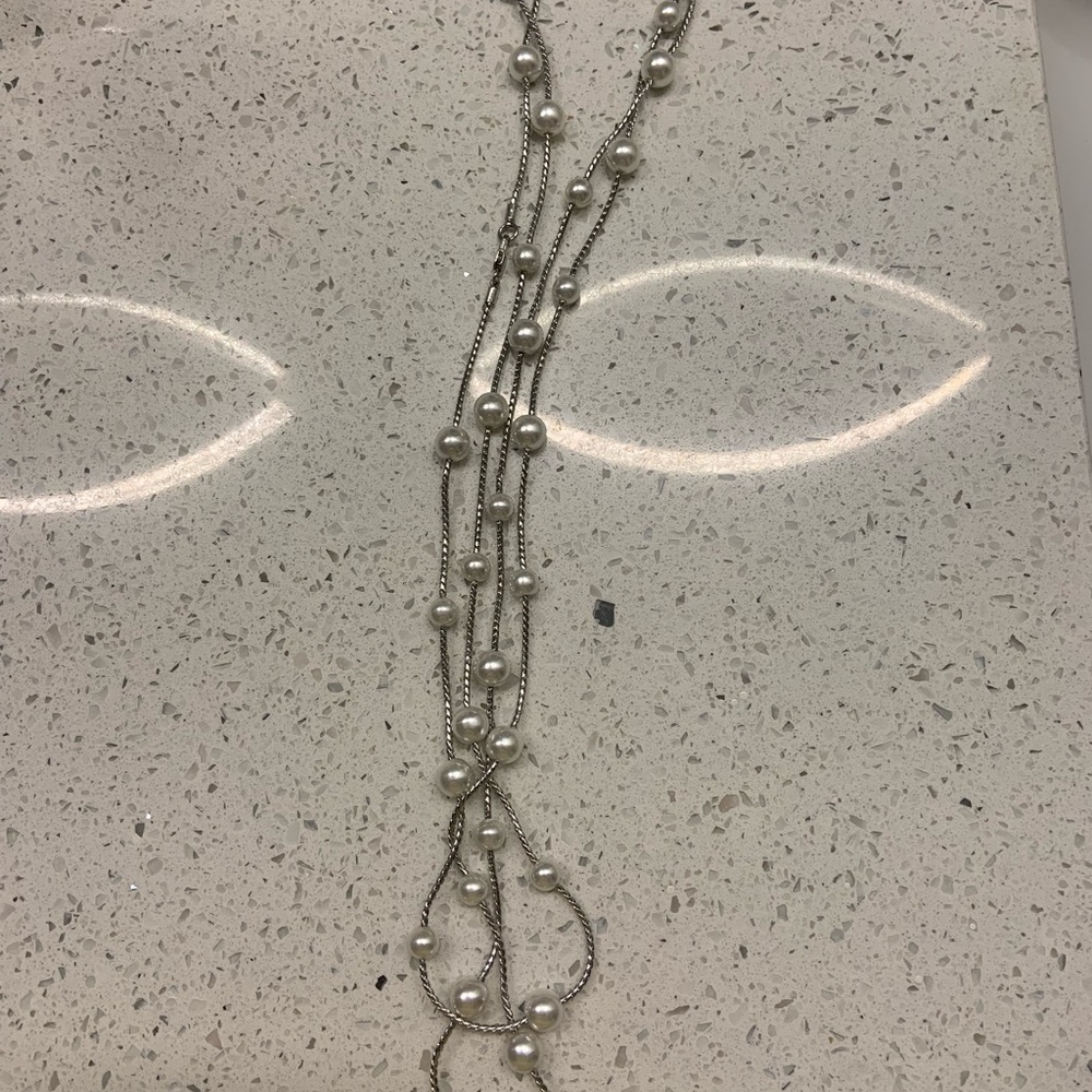 Long silver necklace